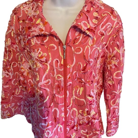 Great Cavalier by St Paul pink  yellow floral jacket size XL - Picture 7 of 9